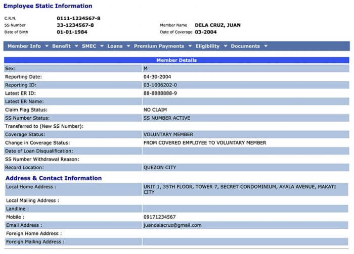 How To Get Your SSS Static Information SSS Online Inquiry